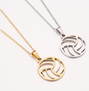 Nouveau <span class=keywords><strong>Collier</strong></span> Pendentif Cœur de Volleyball en Alliage de Cuivre Blanc avec Diamant, Accessoire Sportif Simple - Product Image 5
