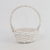 Panier miniature en osier blanc fabriqué en usine, panier en saule naturel tissé à la main pour l'arrangement floral, la décoration de Pâques et de mariage