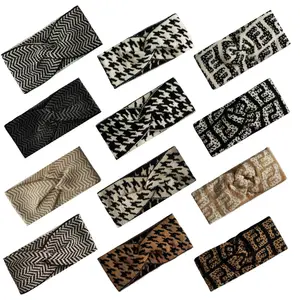 HZO-23079 Crochet Wide Headwrap Hairband Headwear Turban Twisted Cozy Women Stretch Winter Knit Headband