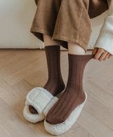 Chaussettes en laine d'hiver pour femmes, épaisses, écologiques, style coréen, couleur unie, haute qualité