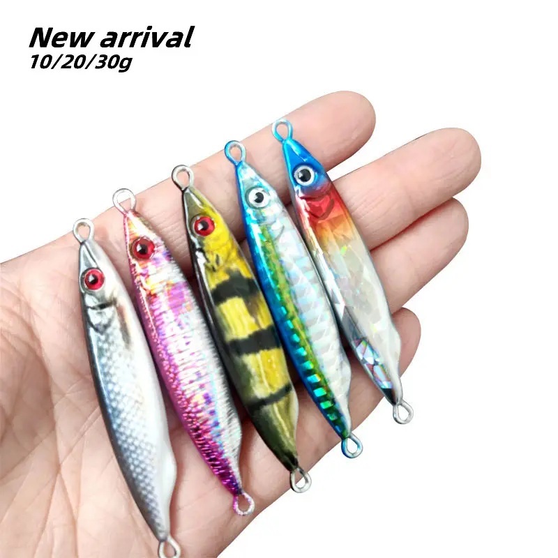 New Design 10g 20g 30g 40g 60g Bass Luminous Fishing Slow Jigs With Assist Hooks Metal Jig Offshore Jigging Lures