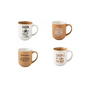 <b>Mugs</b> Assorted Colors Decorations <b>Set</b> Of 4 New Bone China Ceramic Cups - Product Image 1