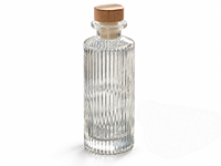 Bofanghong Bouteille diffuseur de parfum en verre transparent gaufré 160 ml, motif rayé vertical, bouteille d'arôme vide avec bouchon en liège