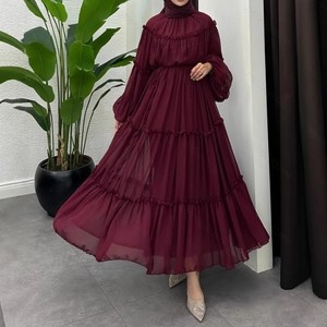 Casual alla moda medio-orientale dolce con pizzo lungo lungo e traspirante in poliestere abiti lunghi fatti a mano - Product Image 5