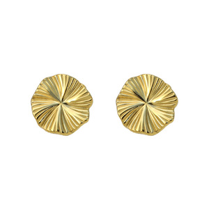 Gold Plated <b>Titanium</b> Steel <b>Stud</b> Earrings Flower Shape Geometric Design Everyday Wear Women's Jewelry - Product Image 5