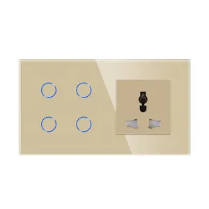 Bingoelec Home Widely Used Multi Function 13A Wall Socket And 4 Gang Wifi Smart Home Light Touch Switch