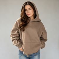 Hoodie décontracté pour femme, confortable, pour le sport et le quotidien, en molleton bouclette 400 GSM, personnalisable, style streetwear, vente en gros