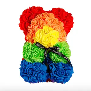 Tùy Chỉnh Mới 25Cm PE Foam Teddy Roses Flower Bears Cầu Vồng Rose Bear Cho Ngày Valentine Quà Tặng