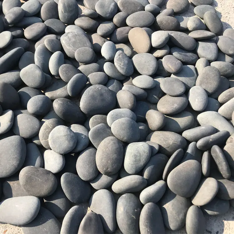 Großhandel Fluss schwarze Kieselsteine Steingarten flache Felsen