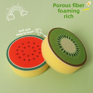 Afwasspons Keuken Gebruik Fruitprint Vlies Ronde Reinigingsdoek Dubbellaags Absorberend Ontsmettingsmiddel Schuursponsje - Product Image 3