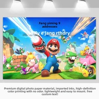 Personnalisation de l'affiche d'anniversaire de Mario Cartoon pour garçons et filles, fête du 10e anniversaire, impression numérique moderne, bannière suspendue en panneau KT