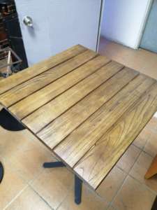 Công nghiệp vuông rắn gỗ hiện đại ngoài trời bàn ăn hàng đầu - Product Image 4