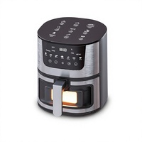 Friteuse à air intelligente en acier inoxydable 4-5L avec fenêtre de visualisation, commande tactile, convection à air chaud, électrique 1400W, appareil électroménager, export