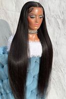 Peluca frontal completa de encaje HD 13x6 de cabello humano virgen natural brasileño liso sin pegamento para mujeres negras, de longitud larga, al por mayor