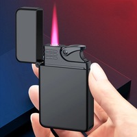 Briquet en métal en gros d'usine, flamme rouge, briquet gonflable, briquet au butane personnalisé au laser