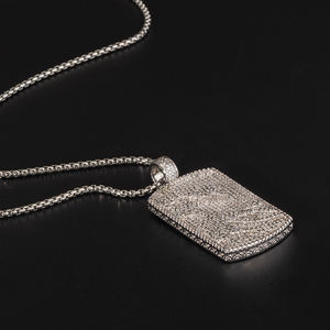 Модная новинка 2026: Медный квадратный кулон с цирконами и бриллиантами, ожерелье с медным кулоном 15 мм, цепочка кубинского плетения с муассанитом - Product Image 3
