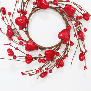 زينة جديدة لعيد الحب وعيد الأم على شكل قلب أحمر وتوت، حلقة شمعدان، زينة طاولة، إكليل زخرفي للتعليق على الأبواب والجدران - Product Image 5