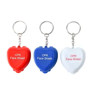 CPR masker CPR, pelindung wajah cetak Logo dan stiker OEM ODM mendukung masker dapat digunakan kembali untuk bantuan pertama ukuran Mini CPR gantungan kunci