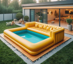 Thương mại <span class=keywords><strong>PVC</strong></span> Tùy chỉnh hồ bơi với phòng chờ di động cho sân sau bên trên mặt đất hồ bơi lớn Inflatable sofa hồ bơi - Product Image 4