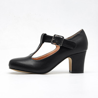 Escarpins Mary Jane à bride en T pour femme, talon carré, logo personnalisé, usine certifiée OEM ODM, en similicuir souple, bout pointu, boucle réglable