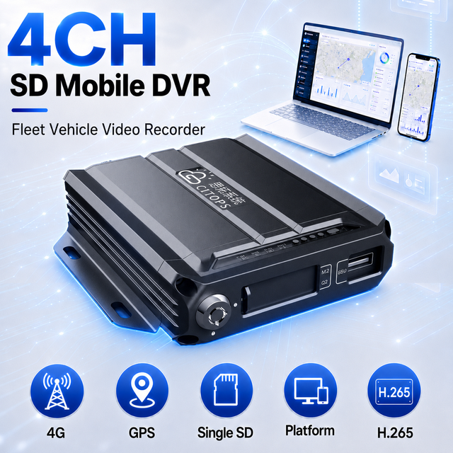4CH SD Mobile DVR 4G GPS H.265 Reliable Vehicle Video Recorder Fleet Management MDVR Truck Bus Taxi Online Monitoring System OEM