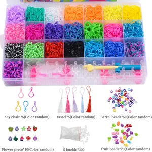 Mini bande de caoutchouc tissée colorée de dessin animé, ensemble de petites boîtes, Bracelet de jouet tissé pour enfants, Kit de bande de caoutchouc de couleur