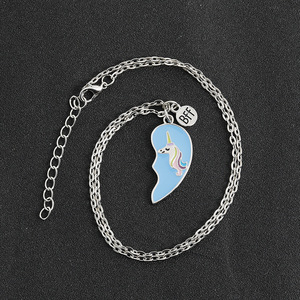 Collier <span class=keywords><strong>d</strong></span>'amitié <span class=keywords><strong>pour</strong></span> filles avec lettres de licorne créatives, diamant coloré, couture <span class=keywords><strong>d</strong></span>'amour, meilleur ami, collier BFF - Product Image 3