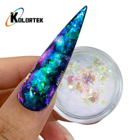 Kolortek Pigment Multicolore Effet Caméléon Aurore Qualité Cosmétique pour Ongles, Pigment Changeant de Couleur pour Nail Art en Gel