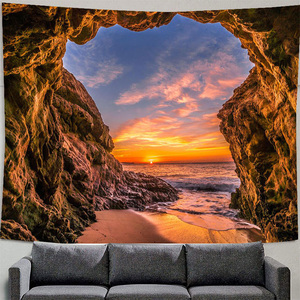 Tapiz de cueva marina para colgar en la pared, 52x60 pulgadas, paisaje natural, Isla de <span class=keywords><strong>playa</strong></span>, Gran Ola Azul <span class=keywords><strong>del</strong></span> océano, tapices escénicos para dormitorio - Product Image 5