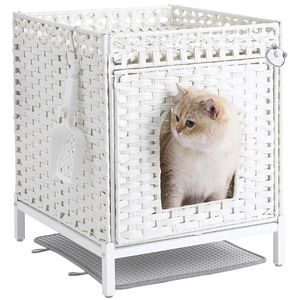 Casa de gatito interior tejida a mano, cómoda cesta de almacenamiento, cama para gatos, cueva de ratán para gatos, cubo para mascotas, casas para mascotas, caja de arena oculta - Product Image 4