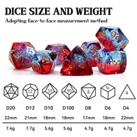 OEM ODM Personnalisé – Nouveaux jeux de dés DND 7 pièces en résine, dégradé rouge-bleu irisé, à bords tranchants, faible MOQ pour les revendeurs