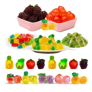 Halal Bonbons candy wholesale exotic 4D jam filled strawberry fruit sweets soft jelly candy gummy