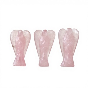 Figurines d'anges européennes sculptées en quartz rose de 2 pouces, pierres précieuses en vrac, cristaux de guérison et figurines pour la décoration - Product Image 1