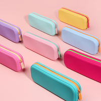 Lot de trousses à crayons en silicone imperméables de qualité supérieure pour l'impression de sacs de papeterie avec logo, grande capacité