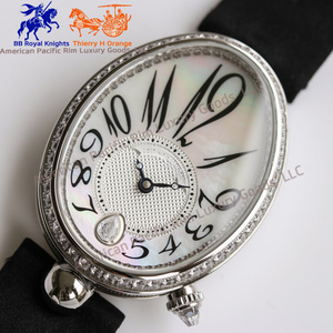 Montre à quartz de luxe sportive Bre-guet Antique pour femmes, bracelet en cuir véritable, boîtier ovale, cadran en cristal, affichage analogique, Ronda - Product Image 2