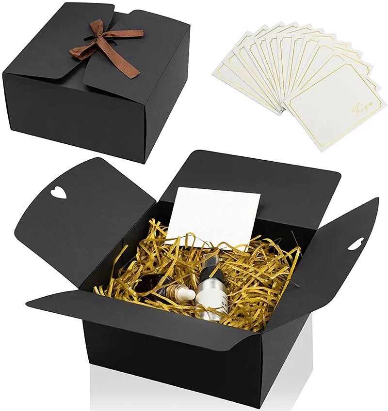 שחור קראפט קופסות מתנה עם מכסים מעטפת כרטיסי נייר אריזת מתנה עבור מתנות השושבינות הצעת חג המולד