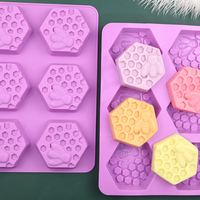 6-fach 3D Sechseckige Waben-Silikonformen für Fondant-Kuchendekoration