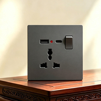 Prise murale simple A6 B1 13A avec interrupteur marche/arrêt, lumière LED, USB Type C, double port de charge, prise murale électrique