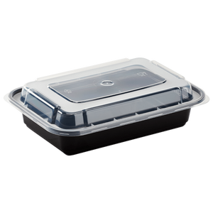 Boîtes de préparation de repas rectangulaires noires réutilisables de 16 oz, compatibles micro-ondes, avec couvercle anti-fuite assorti - Product Image 3