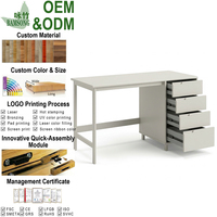 Bureau d'écriture en bambou durable avec 4 tiroirs de rangement pour petit bureau, bureau à domicile, appartement, mobilier de bureau
