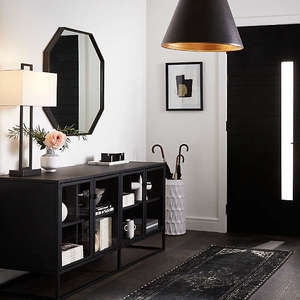 <span class=keywords><strong>Espejo</strong></span> <span class=keywords><strong>octagonal</strong></span> geométrico negro con marco de Metal montado en la pared moderno - Product Image 2