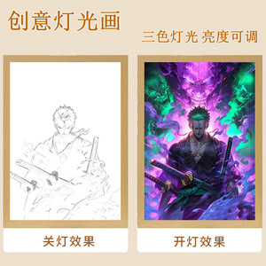 Décoration de chambre créative, peinture lumineuse d'anime <span class=keywords><strong>Luffy</strong></span> Zoro, affiche lumineuse <span class=keywords><strong>One</strong></span> <span class=keywords><strong>Piece</strong></span>, artisanat en plastique - Product Image 4