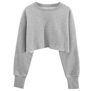 Vente en gros Sweatshirts personnalisés de haute qualité 100% coton éponge Crop confortable Fashion Crop Top Hoodies Femmes - Product Image 5