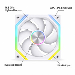 Ventilador para Caja de PC SNOWMAN WK120-ARGB-WH de 120 mm, Blanco, ARGB, 76.8CFM, Alto Flujo de Aire, PWM, Rodamiento Hidráulico, 5V, 3 Pines, Sincronización, Venta al Por Mayor - Product Image 4
