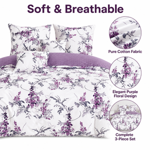 Juego de Ropa de Cama de Lujo con Diseño de Flores de Lavanda, Envío Directo desde la UE, Edredón de Algodón Wisteria 160x200 200x220cm, Almacén en Polonia - Product Image 3