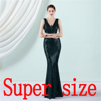 18832-S # 2022New Mode Femmes Sexy Décolleté en V Profond Sans Manches Sequin Robes de Soirée Grosse Dame Robe Grande Taille Robe Super Taille