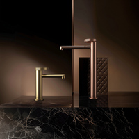 Robinet de lavabo Weihao en or rose, bec long, monocommande, fonction eau chaude et froide
