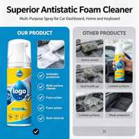 Nettoyant mousse multi-usages, spray antistatique, nettoyant mousse pour l'intérieur des voitures, pH neutre, détachant, spécifications personnalisées