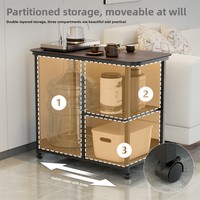 Table d'appoint multifonctionnelle avec rangement et design mobile, dotée d'un cadre métallique moderne, idéale pour les petits espaces
