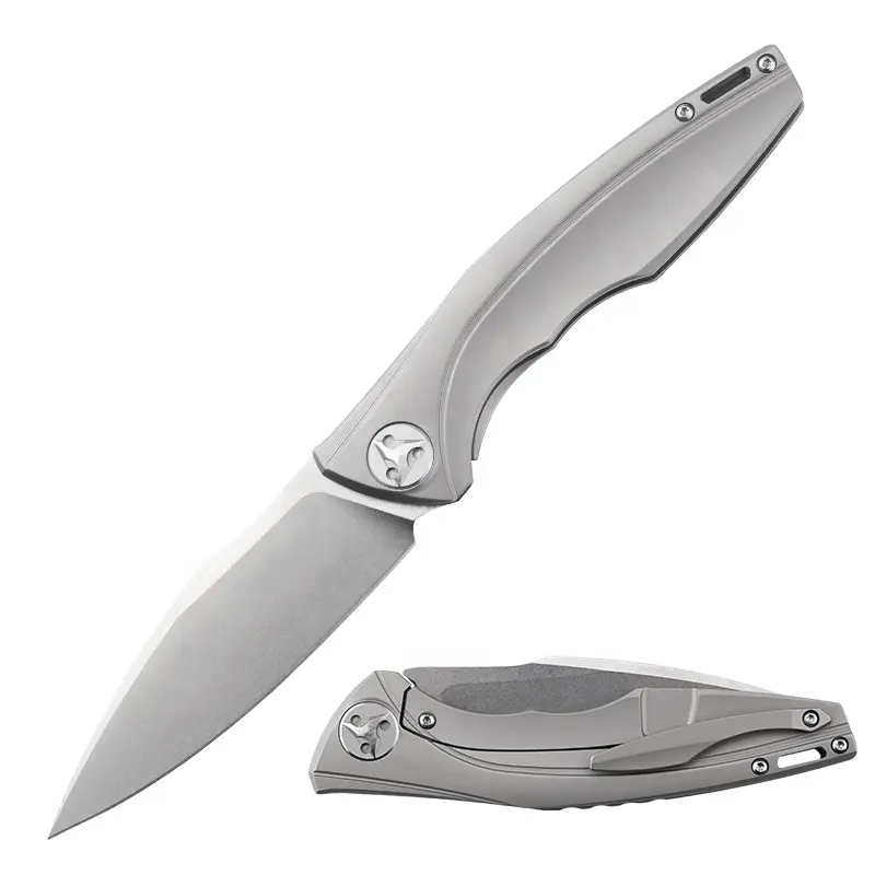 High Quality TC4 Handle D2 Blade Camping Survival Folding Pocket Knife with Ball Bearing Opening